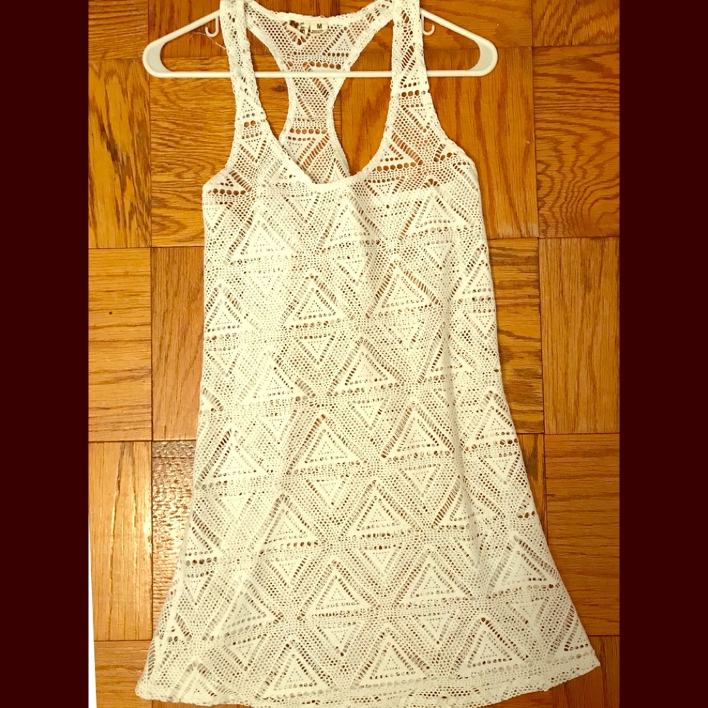 Crochet lace bathing suite cover up.